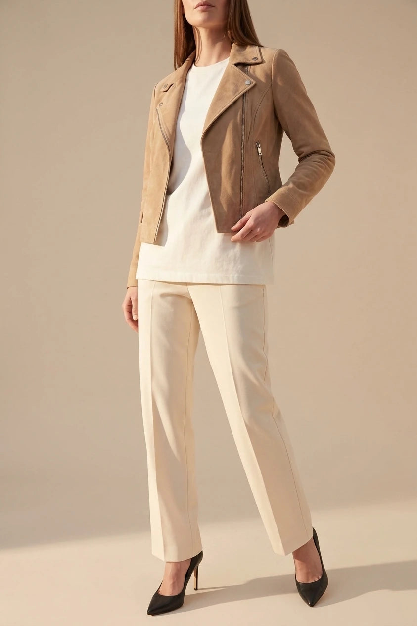Suede Look Biker Jacket Cropped — variant_front