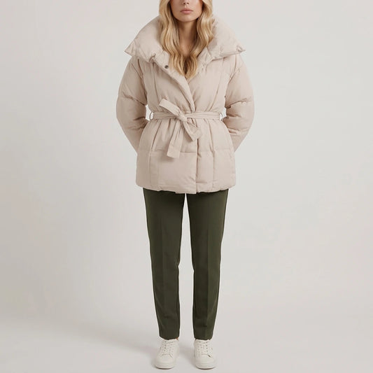 Quilted Puffer Jacket Belted Winter — variant_front