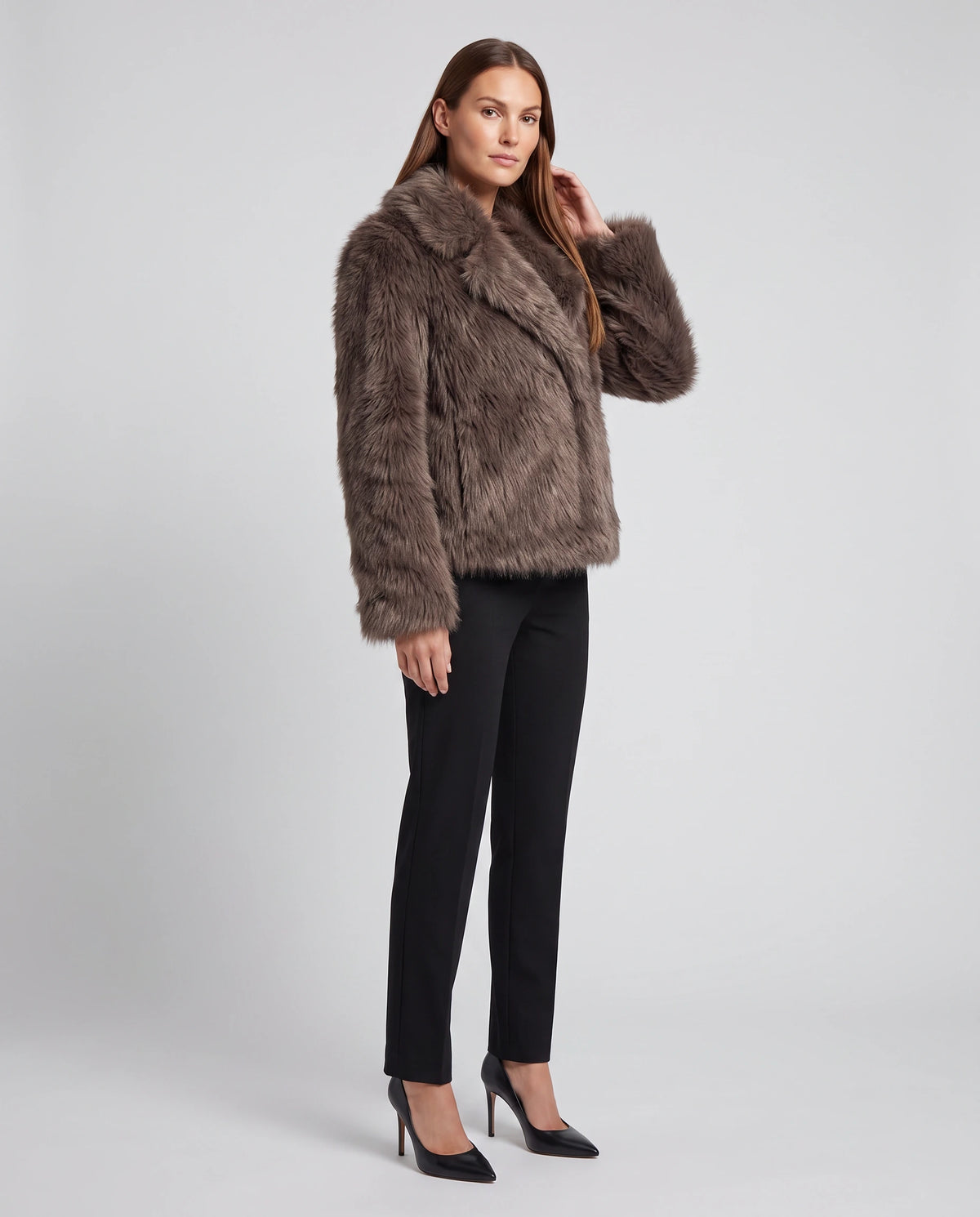 Brown Shaggy Faux Fur Jacket Collared Winter — gallery_02.webp