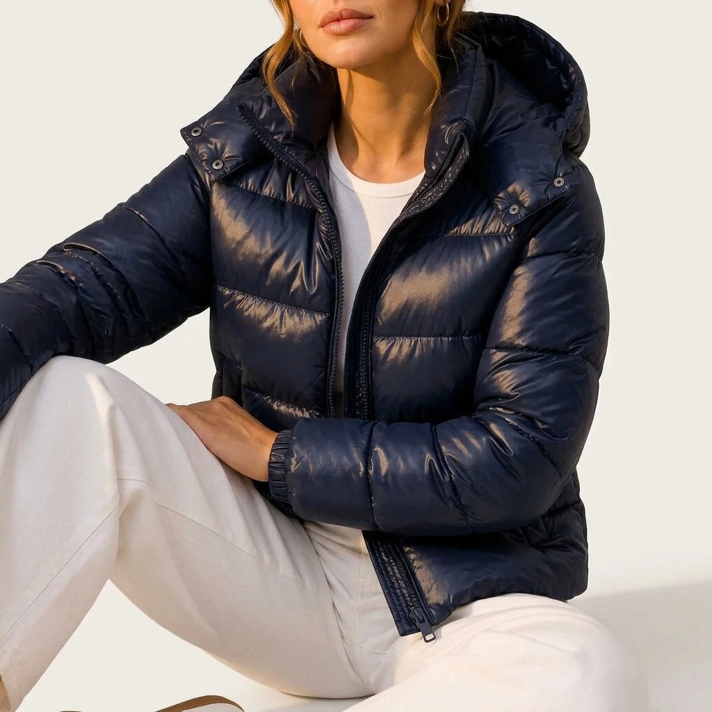 Women's Hooded Puffer Jacket | Lightweight Quilted Winter Coat | Warm Insulated Jacket — variant_front