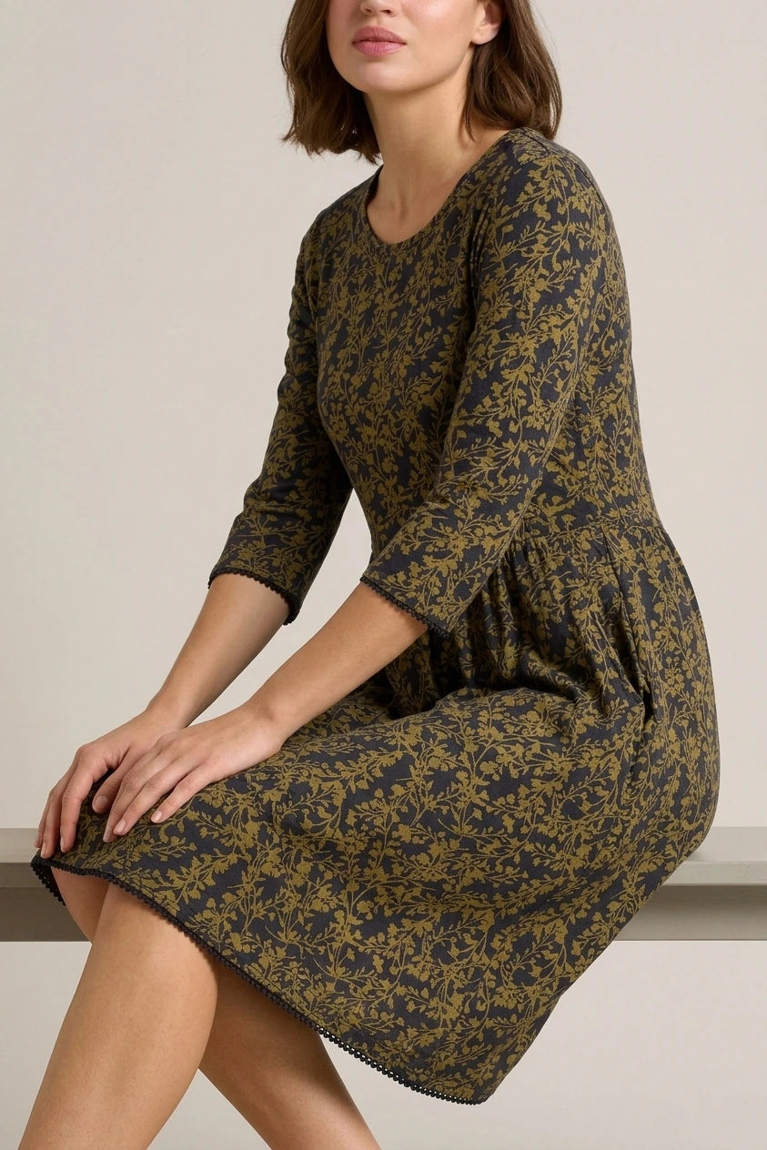 Freya Green Jersey Knee Length Dress — variant_front