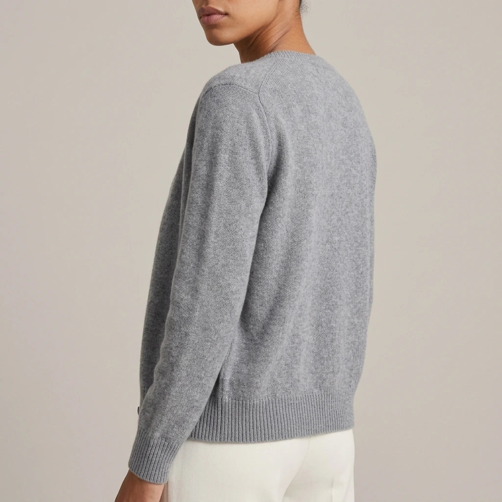 Soft Knit Cardigan with Button Front and Round Neckline — variant_front