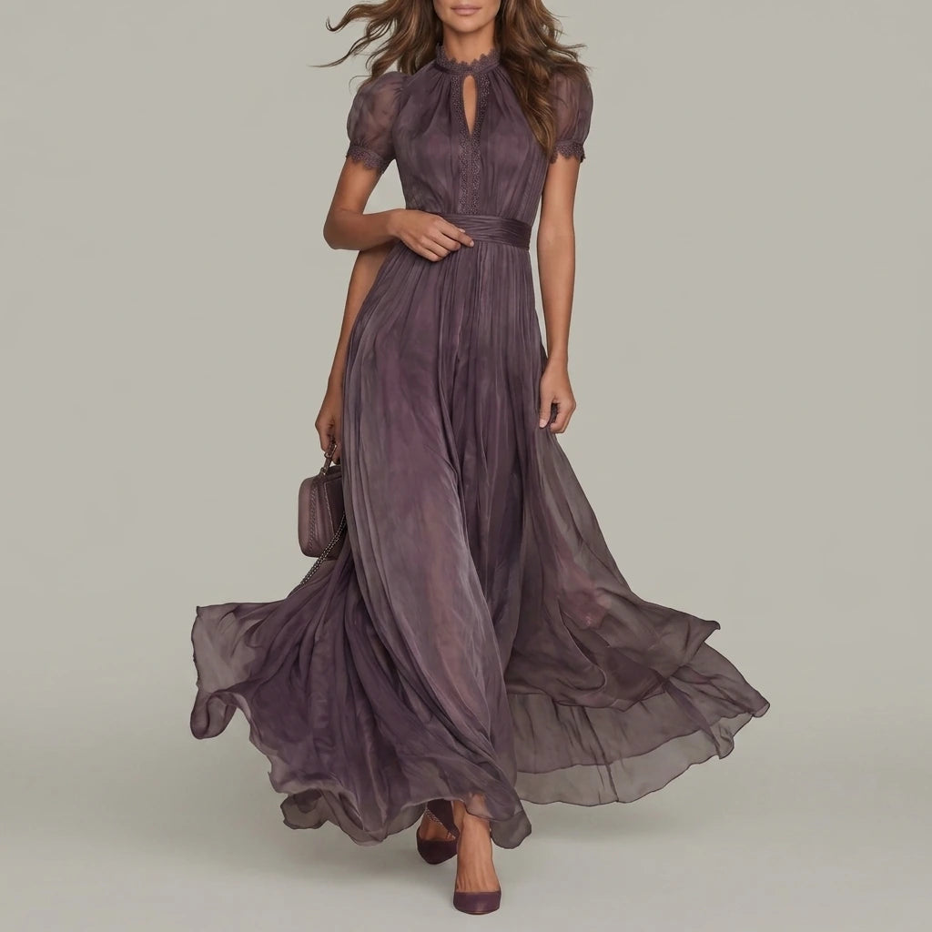Velouraine – Lace keyhole elegance – Maxi dress — variant_front