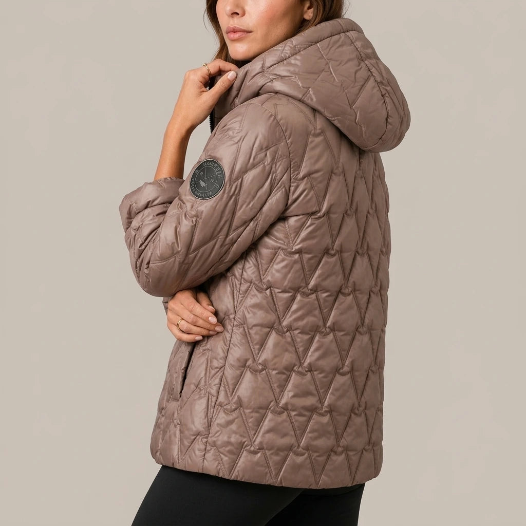 Women’s Quilted Puffer Jacket – High Neck Padded Winter Coat — variant_front