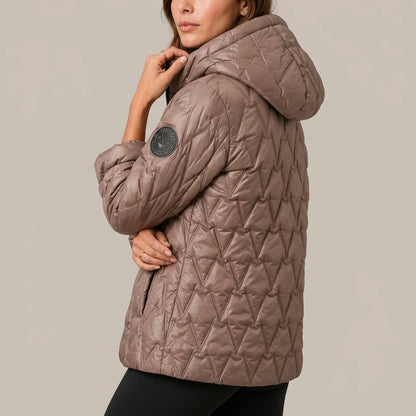 Women’s Quilted Puffer Jacket – High Neck Padded Winter Coat — variant_front