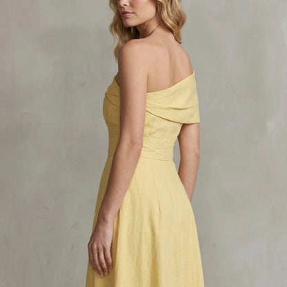 Soléane – One-shoulder linen elegance – Maxi dress — variant_front