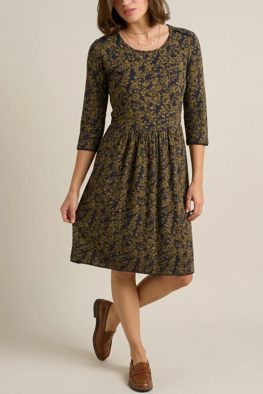 Freya Green Jersey Knee Length Dress — variant_front