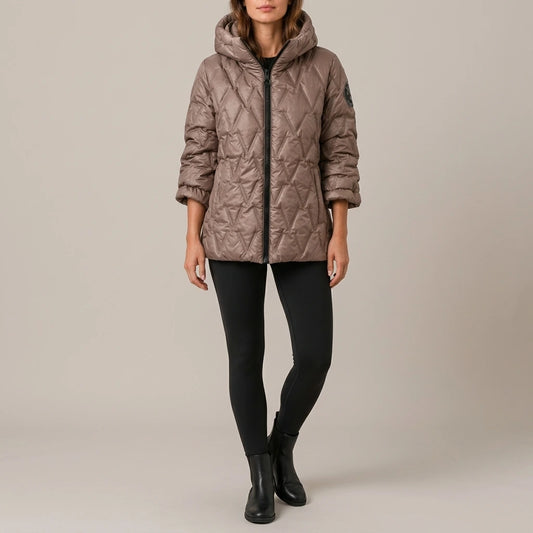 Women’s Quilted Puffer Jacket – High Neck Padded Winter Coat — variant_front