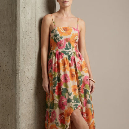 Florielle – Square neck floral charm – Midi dress — variant_front