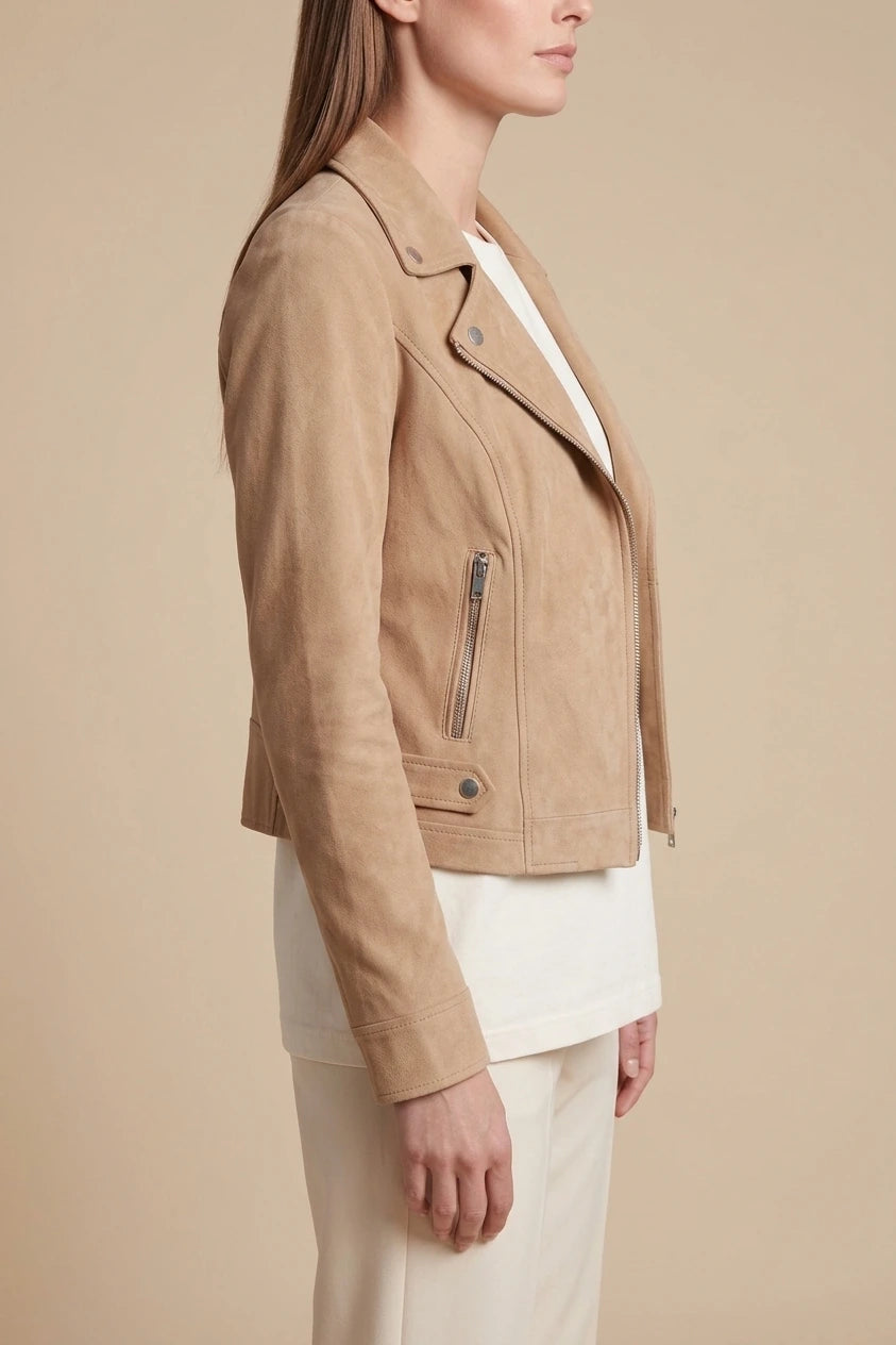 Suede Look Biker Jacket Cropped — variant_front