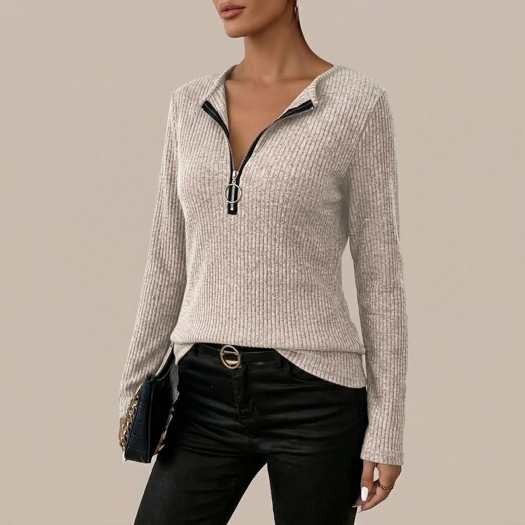 Elegant Autumn-Winter Zip-Up Sweatshirt Long Sleeve Women's Wear, Suitable for Casual Daily Wear, Soft Brushed Stretch Material, Party Holiday Party Design — variant_lifestyle_v_d3628b1112__elegant-autumn-winter-zip-up-sweatshirt-long-sleeve-womens-wear-suitable-for-casual-daily-wear-soft-brushed-stretch-material-party-holiday-party-design_wearing_product_focus_06.webp