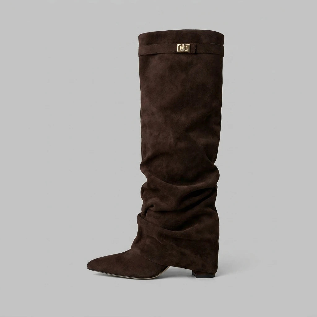 Slouchy Suede Knee High Boots — variant_front