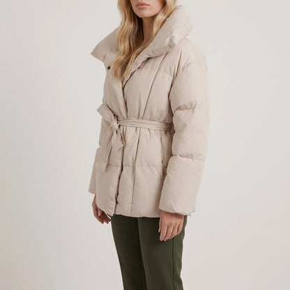 Quilted Puffer Jacket Belted Winter — variant_front