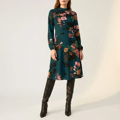 Floral High Neck Midi Dress — variant_front