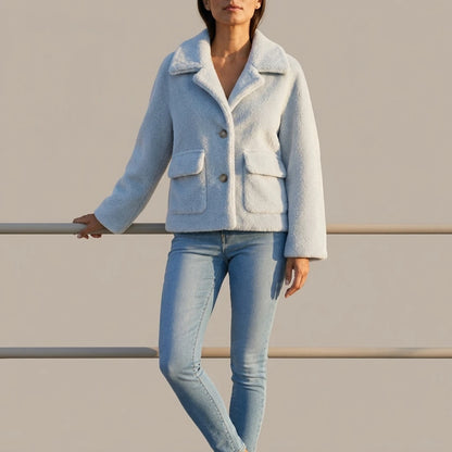 Women’s Relaxed Lapel Jacket – Cosy Oversized Winter Coat — variant_front