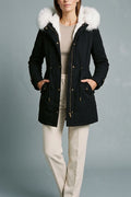 Hooded Parka Faux Fur Trim - Lined Parka with Hood