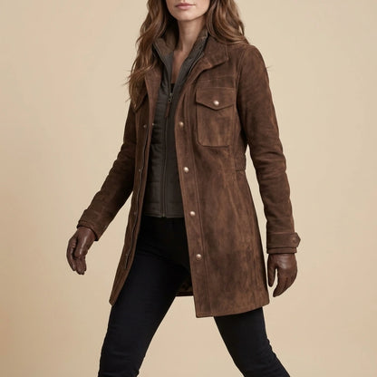 Bellavue – Tailored suede finish – Longline coat — lifestyle