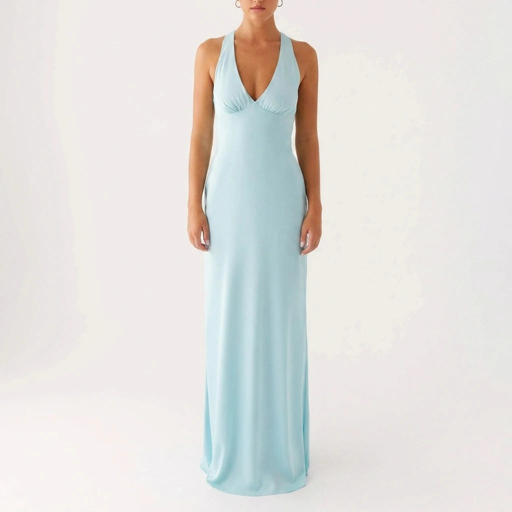 Desi Halterneck Maxi Dress - Mint — variant_front