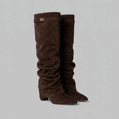 Slouchy Suede Knee High Boots — variant_front