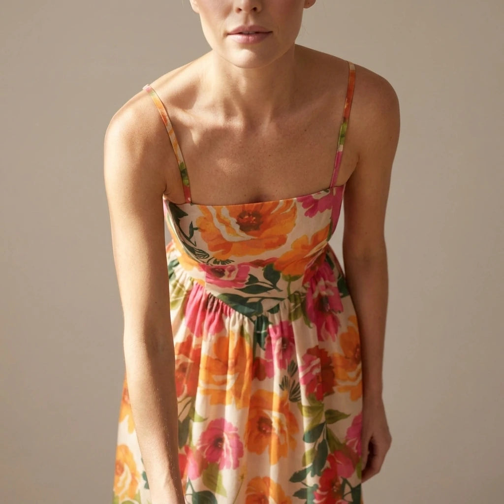 Florielle – Square neck floral charm – Midi dress — variant_front