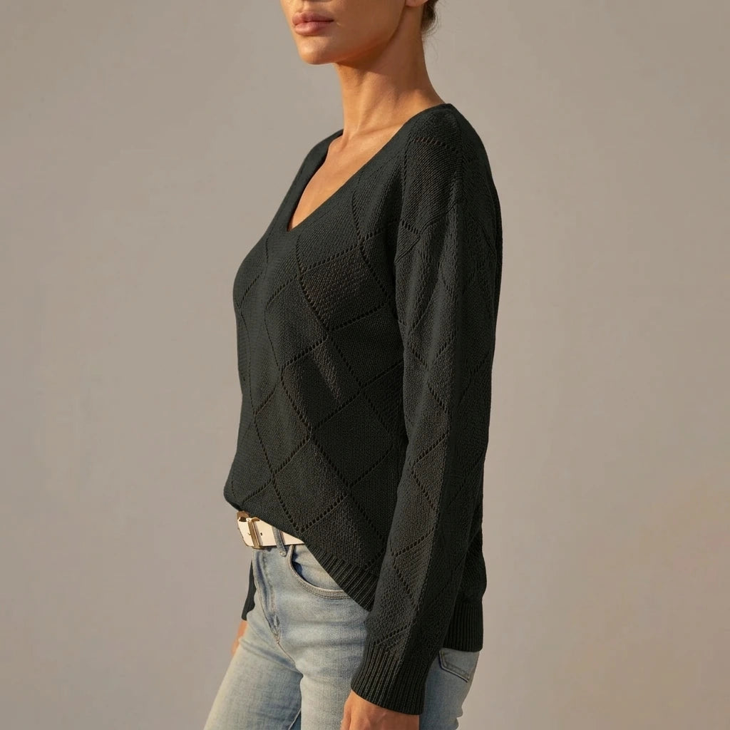 New Solid Color V-Neck Dotted Sweater — variant_lifestyle_v_bea0af053e__new-solid-color-v-neck-dotted-sweater_lifestyle_natural_02_02.webp