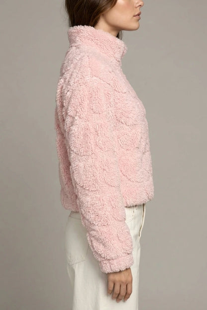 Pink Heart Teddy Fleece Zip Up Jacket — variant_front