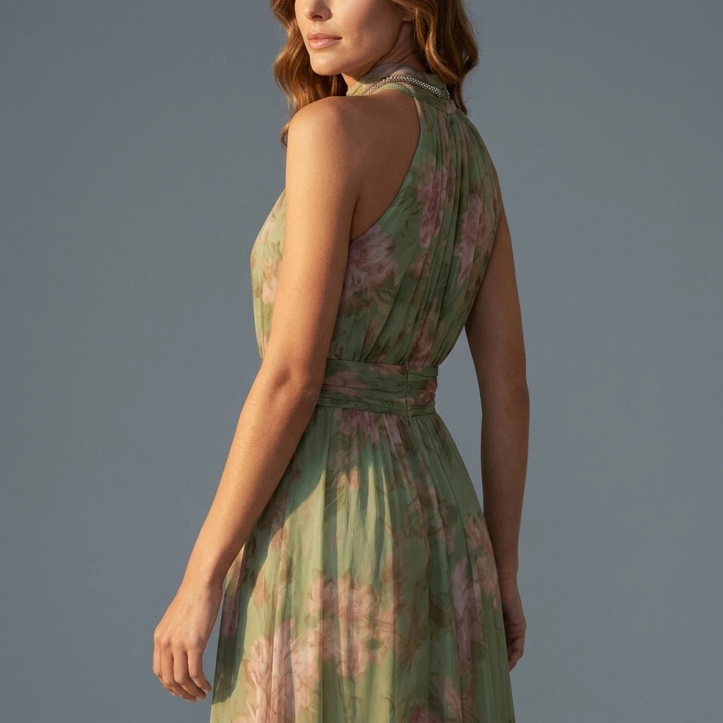 Floréa – Romantic floral halter silhouette – Maxi dress — variant_front