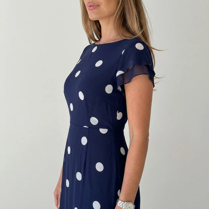 Roxy Boat Neck Frill Midi Navy Spot — variant_front