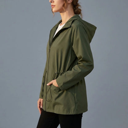 Women's Oversized Hooded Zip Raincoat - Ondalise — variant_front