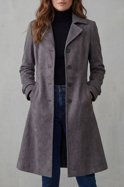 Delvienne – Vintage suede finish – Longline coat — gallery