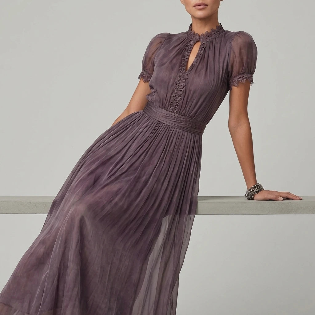 Velouraine – Lace keyhole elegance – Maxi dress — variant_front